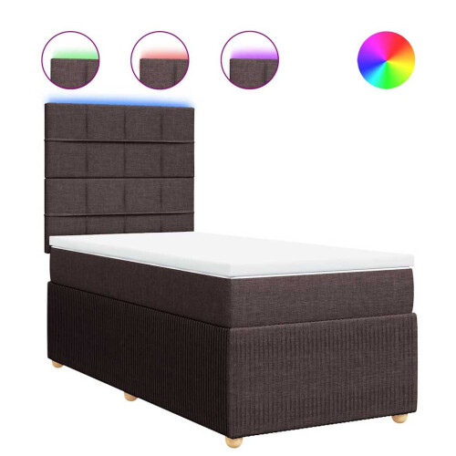 VidaXL vidaXL Boxspringbett mit Matratze Dunkelbraun 90x200 cm Stoff 1