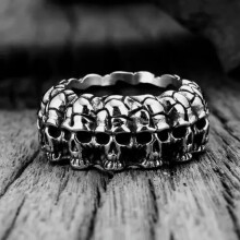 Stainless Steel Retro Skull Ring for Men Size 7-15
