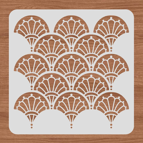 Plastic Art Deco Stencil Geometric Floral Pattern 30x30cm 2