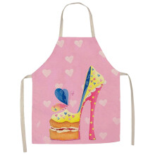Fashion Print Linen Blend Sleeveless Apron for Cooking