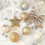 Frosted Sequin Christmas Balls Gold 18 pcs 6