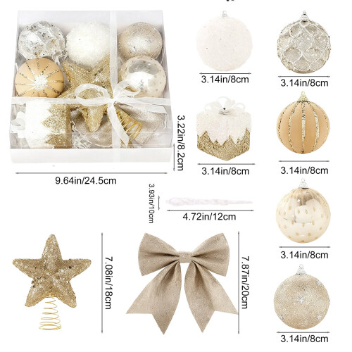 Frosted Sequin Christmas Balls Gold 18 pcs 2