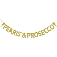 Pearls & Prosecco Banner Gold Glitter Paper 1 pc