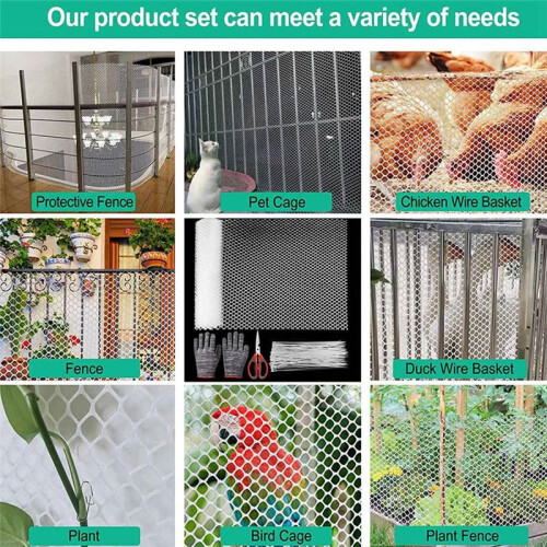 3X Reusable Plastic Chicken Wire Fence Mesh  Durable Hexagonal Mesh DIY Project (White)