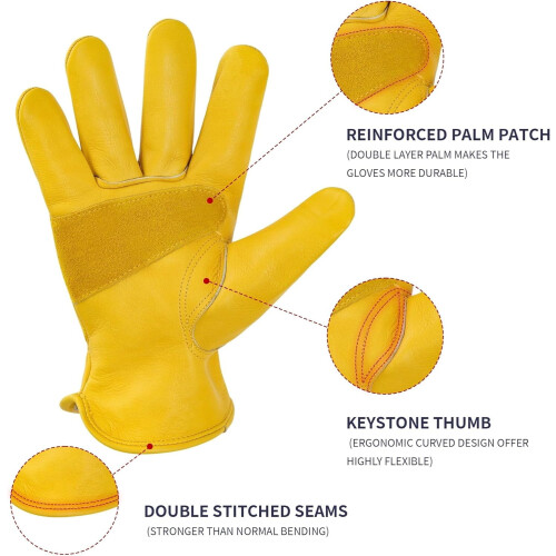 Leather Work Gloves Cowhide Puncture Cut Resistant 1