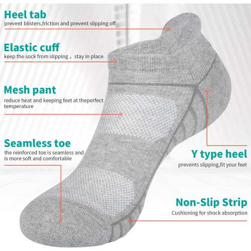 Athletic Running Ankle Socks Low Cut Cushioned 6 Pairs 1