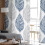 Sheer Curtains Grey/Navy Olive Leaf Watercolor 52"W x 84"L 4