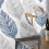 Sheer Curtains Grey/Navy Olive Leaf Watercolor 52"W x 84"L 5