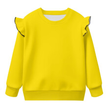 Girls Yellow Pullover Hoodie Long Sleeve Ruffle Sweatshirt