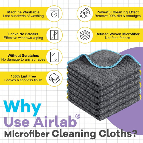 Microfiber Cleaning Cloth Household Dust Rag 6-Pack 12" x 1