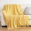 Gelbe Strickdecke mit Quasten, 130 x 230 cm 5