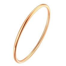 Stainless Steel Round Bangle Bracelet Rose Gold 3mm 22in