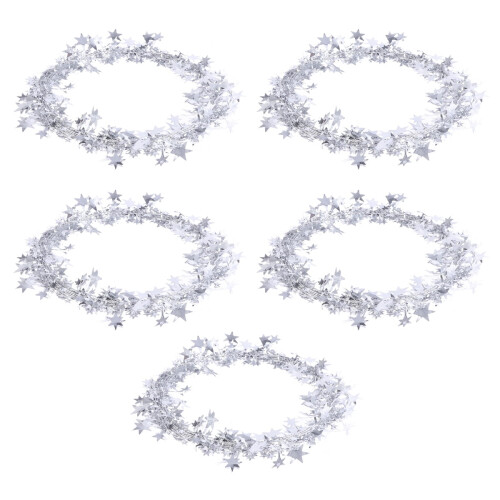 Star Tree Decorations Rattan Silver 5 Pieces