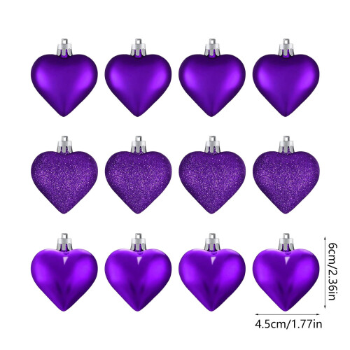 Heart-Shaped Ornament Purple 12 Pcs 1