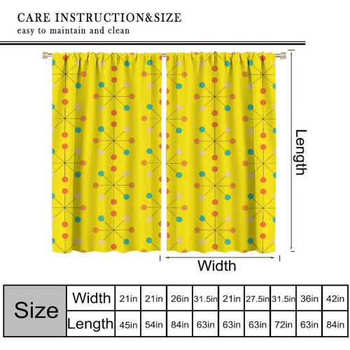 Mid Century Curtains Retro 50s Pattern 2 Panels 72x63 Inches 1