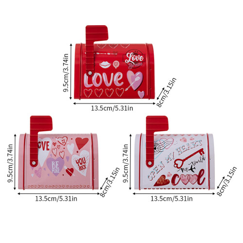 Valentine's Day Mailbox Envelope Gift Box Tinplate 2 pcs 1