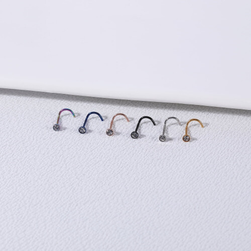Crystal Nose Stud Piercing L-Shaped 20G 2