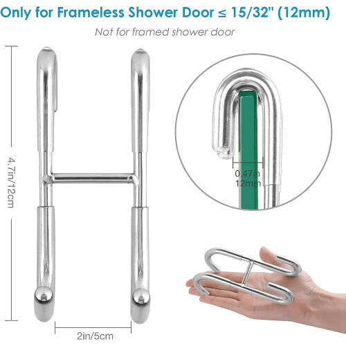 Frameless Glass Shower Door Towel Hooks Silver 3-Pack 1