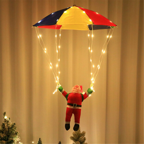 Christmas Parachute Santa String Lights Warm White Colorful 1