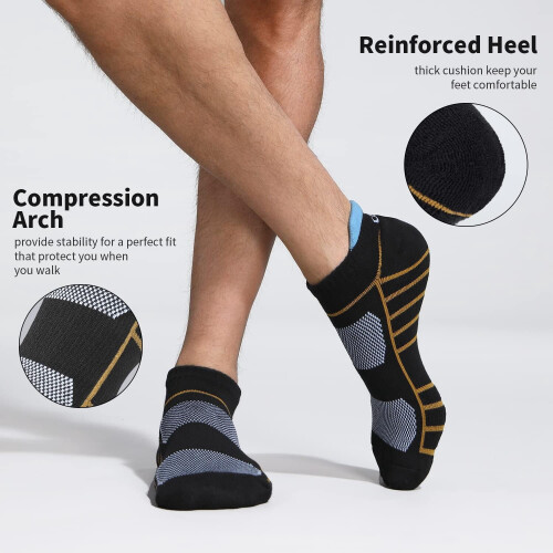 Athletic Running Ankle Socks Low Cut Cushioned 6 Pairs 2