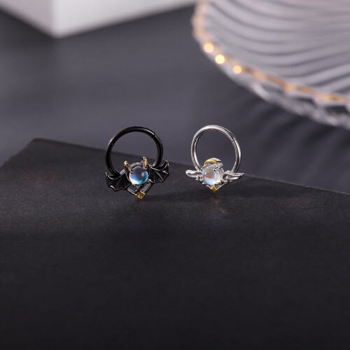 Angel Nose Septum Clicker Silver 16G Moonlight Stone 2