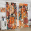 Boho Flower Curtains Orange Blue 72x63 inches 4