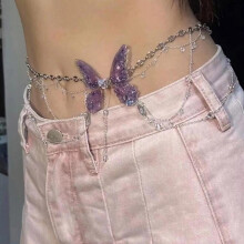 Pink Alloy Butterfly Waist Chain with Tassels