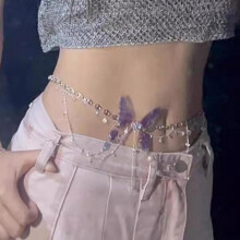 Alloy Pink Butterfly Waist Chain with Tassels