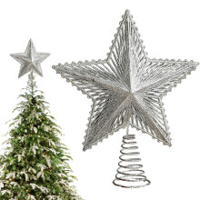 Star Christmas Tree Topper 8 Inch Red Silver Gold