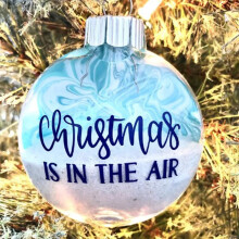 Christmas Beach Glass Ball Ornament Blue