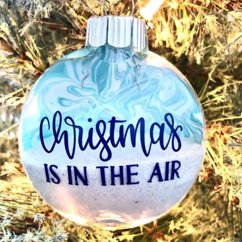 Christmas Beach Glass Ball Ornament Blue