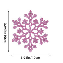 Christmas Snowflake Ornaments Pink Glitter Plastic 12 Pcs