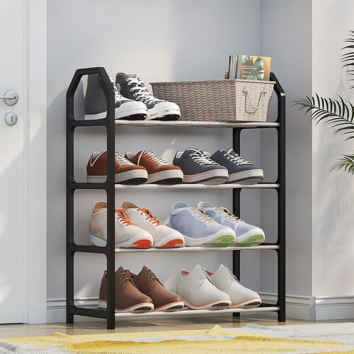Metal Shoe Rack 4-Tier Stackable Space-Saving