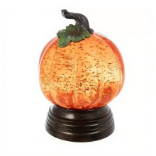 Glitter Pumpkin Snow Table Lamp Retro Bronze Base Autumn Harvest Lighting, Decorative Ornament for Halloween And Thanksgiving