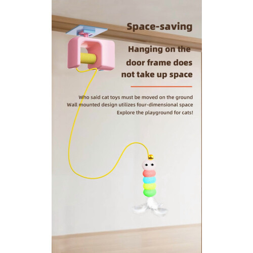 Interactive Hanging Retractable Cat Toy with Feather 1