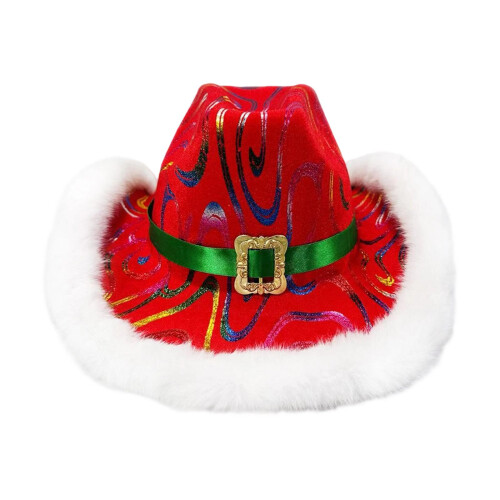 Christmas Cowboy Hat Red Costume Accessory 1 Piece 1