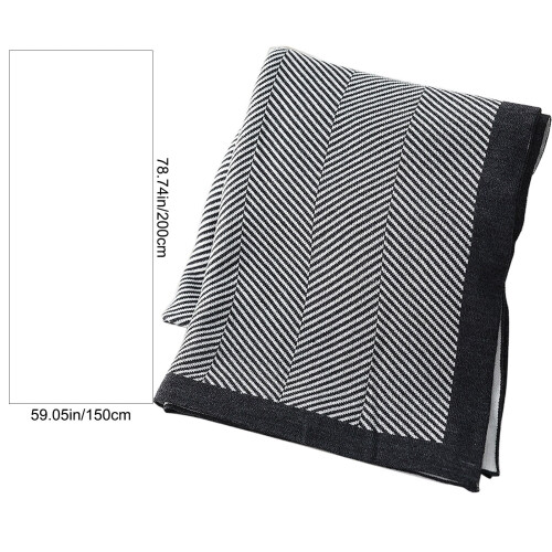 Knitted Cotton Herringbone Throw Blanket 59x79 inches 2