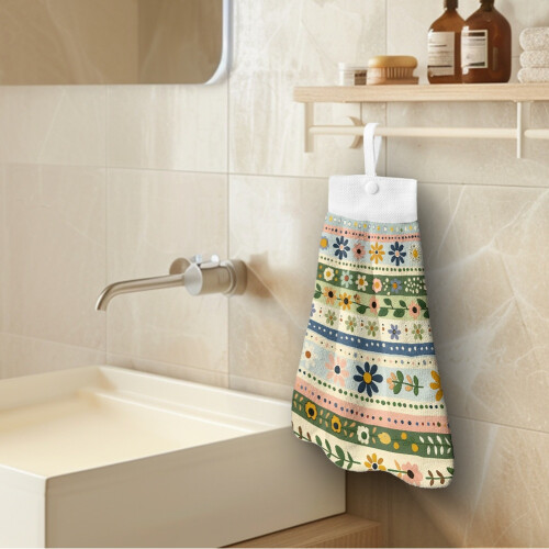 Rustic Floral Hanging Hand Towels Set of 2 2