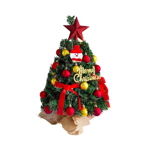 Mini Artificial Christmas Tree with LED Lights 17.72 in Red