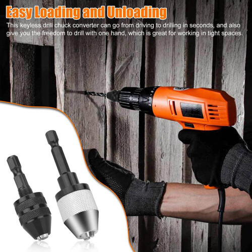 1/4 Inch Hex Shank Keyless Drill Chuck Bit Set Silver Black 2