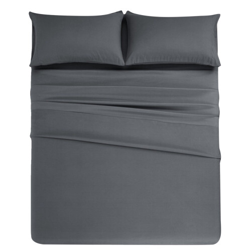Bedding Set Polyester 4-Piece Grey California King