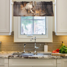 White Horse Curtain Valances Farmhouse Blackout Rod Pocket