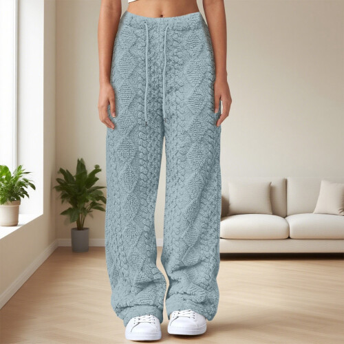 Light Blue Thermal Pants Women High Waisted 1