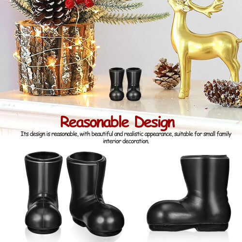 Santa Boots Ornament Black Plastic 12 pcs 2