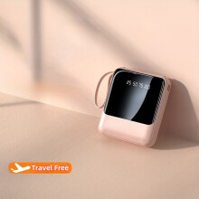 Mini 10000mAh Power Bank with 4-in-1 Cable and LED Light