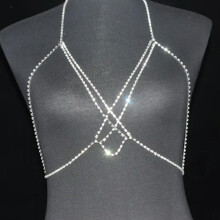 Rhinestone Necklace Harness Silver Crystal Body Chain