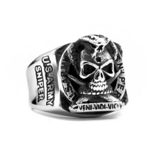 US Army Sniper Ring Stainless Steel Men's Snake Skull Ring