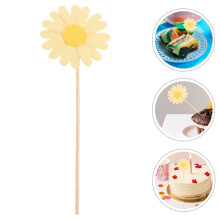 Daisy Cake Toppers Yellow Paper Floral Picks 12 pcs