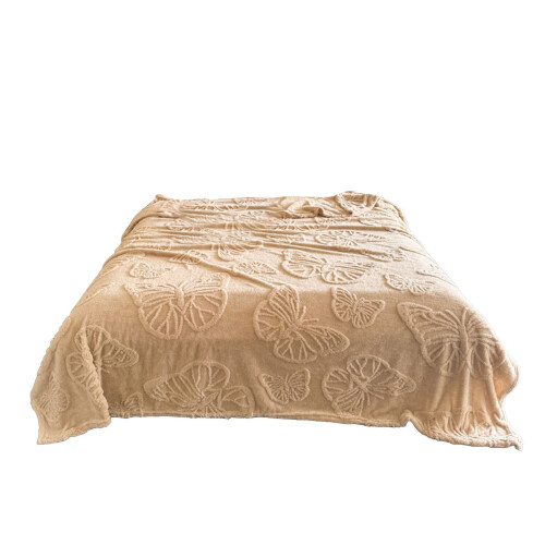Fleece Throw Blanket Beige 27.5 x 39 Inches 2