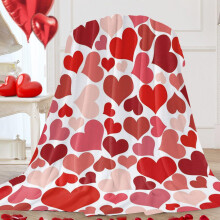 Valentine's Heart Throw Blanket Flannel 29.5x39.4 in Pink